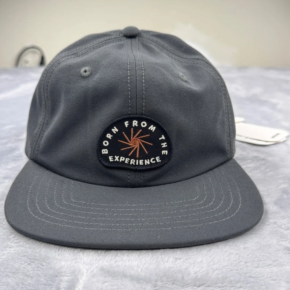 PRANA Gazin Patch Hat Unisex OS Charcoal Snapback UPF 50+ Recycled
